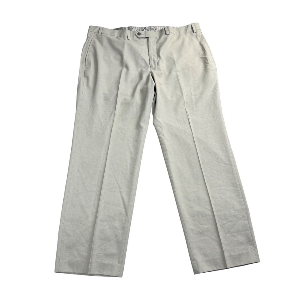 Lauren Ralph Lauren Dress Pants Mens 40x30 Flat Front Trousers Micro Check Tan
